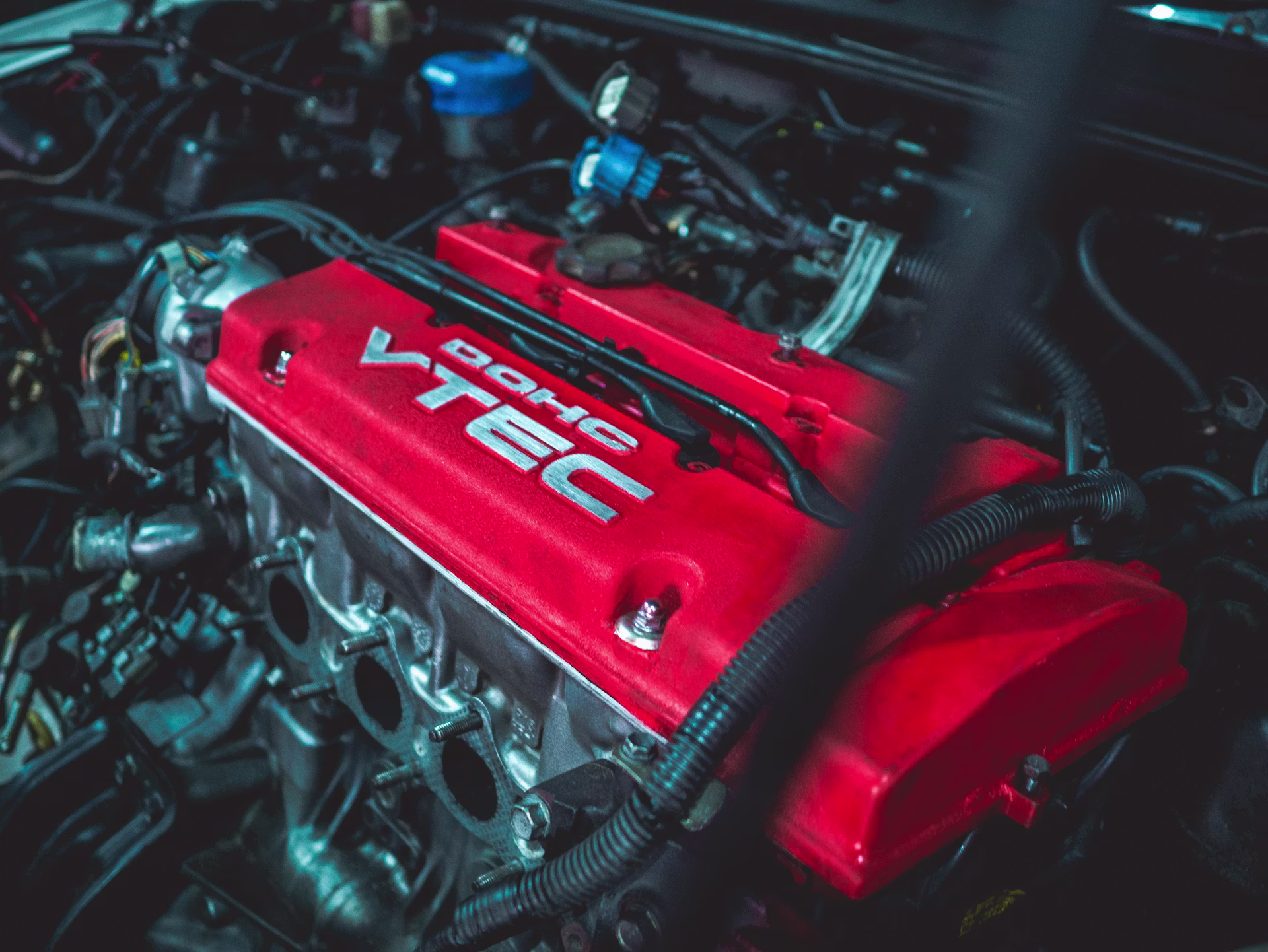 Red and black car engine — drivetrain service